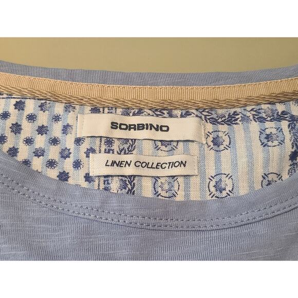 Sorbino blue cotton linen short sleeve shirt - 2XL / XXL - Picture 3 of 6